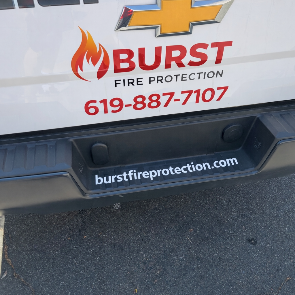 Burst Fire Protection logo and truck branding